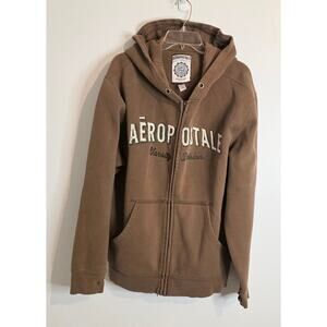 Aeropostale Full Zip Hoodie Brown (no hoodie string) Size L "Varsity Division"